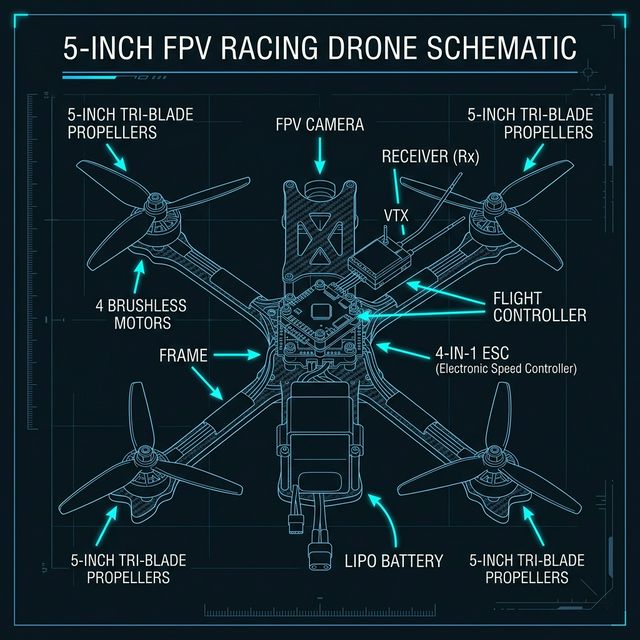 FPV 5-inch drone schematic diagram